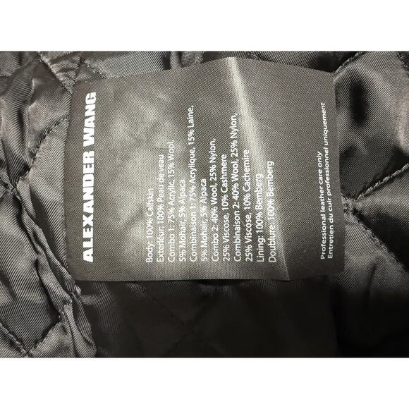 Alexander Wang Jacket Mens Medium Black Leather Asymmetric Knit Cuffs 603417F11 - Picture 10 of 16